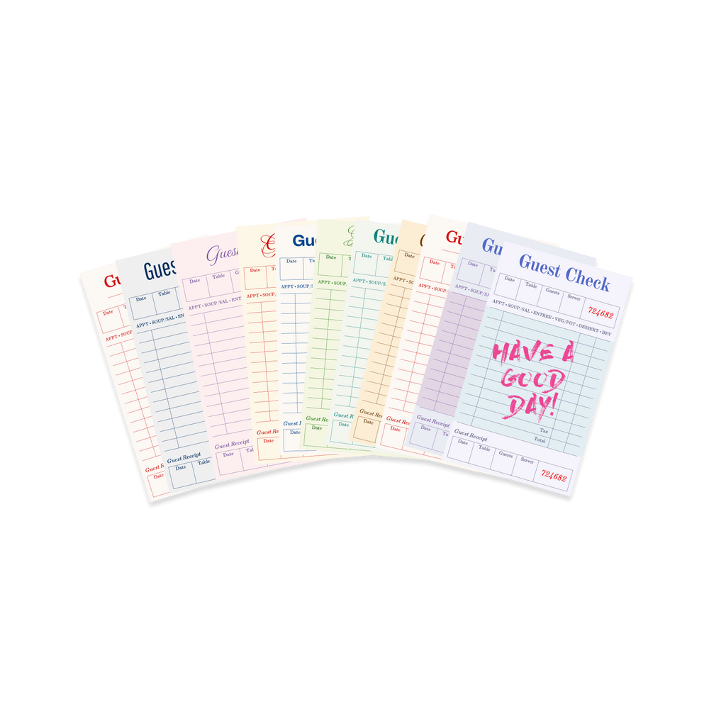 guest check receipt slips (set of 10)