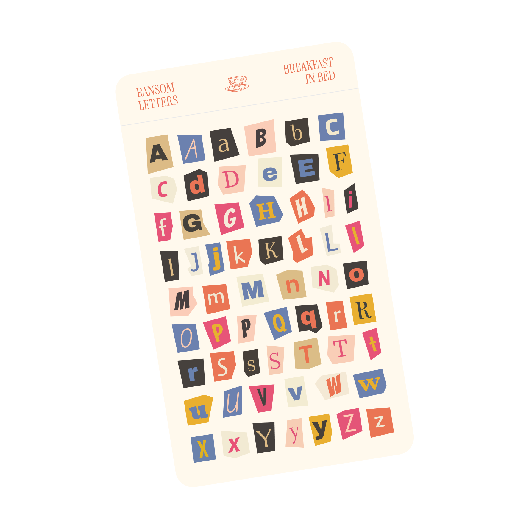 ransom letters sticker sheet (cut-out alphabet)